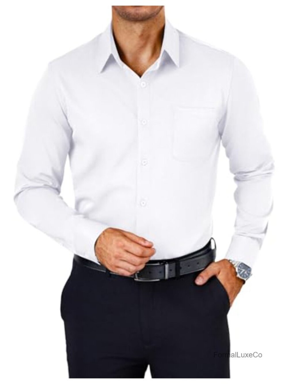 Men's Wrinkle-Free Long Sleeve Button Down Dress Shirt Slim Fit